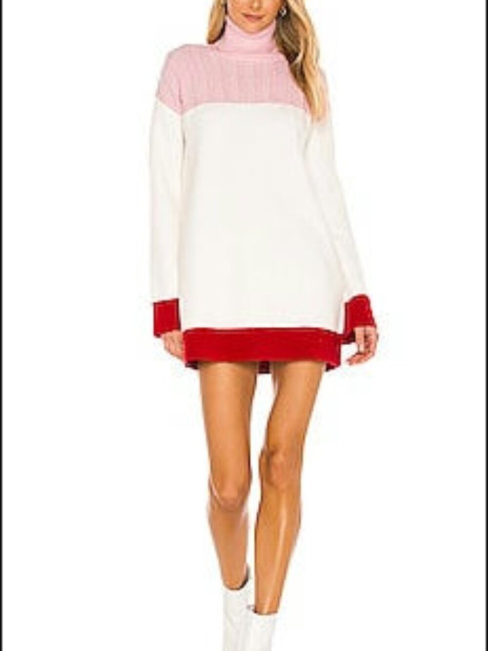 Lovers and Friends Kane Sweater Dress Pink Red NWT